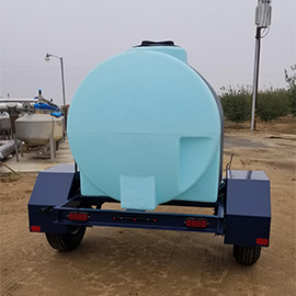 Photo of the backside of a water trailer