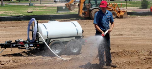 water trailers feature a 25 foot fire hoze and nozzle