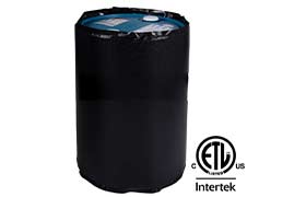 Thermal drum heater wrapped around a 55-gallon drum, ETL Intertek-certified for safe heating.