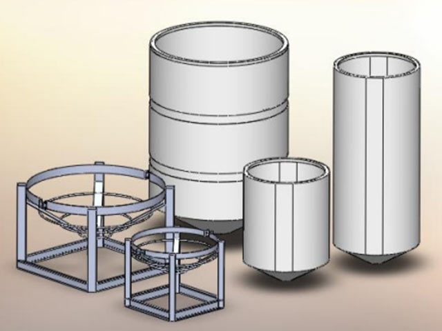 Different sizes of cone bottom tanks with stands