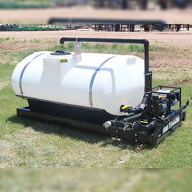 Water sprayer skid with an elliptical tank